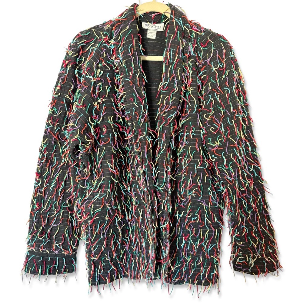 VINTAGE ICING Confetti Fringe Yarn Blazer Jacket